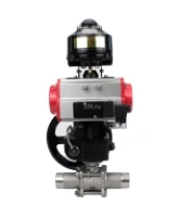 Кран шаровой DN.ru BV3232P(3pc)-FP-W-ISO-H LONG Ду50 Ру40 полнопроход., корпус - нерж.сталь 316, уплотнение - PTFE, под приварку, с пн.приводом PA-DA-083, пн.распределителем 4M310-08 AC220V, ручным дублером MON2-450-T28-ISO и БКВ APL-510N EX