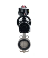 Затвор дисковый поворотный DN.ru WBV3232E-2W-Fb-H Ду150 Ру16, корпус - нержавеющая сталь 316L, диск - нержавеющая сталь 316L, уплотнение - EPDM, с пневмоприводом PA-DA-105-1 двойного действия, с БКВ APL-510N EX