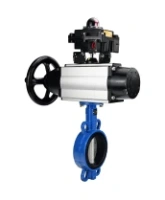 Затвор дисковый поворотный DN.ru WBV1132N-2W-Fb-H Ду125 Ру16, корпус - чугун GG25, диск - нержавеющая сталь 316L, уплотнение - NBR, с пневмоприводом DN.ru PA-DA-105-1 двойного действия, с БКВ APL-410N EX
