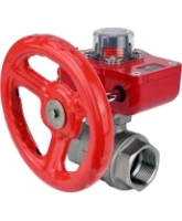 Кран шаровой DN.ru BV3232P(2pc)-FP-T-ISO-H 1 1/2″ Ду40 Ру63 полнопроходной двухходовой, нержавеющая сталь SS316, внутренняя резьба, уплотнение - PTFE, с редуктором DN.ru HGBF RQN1-180Z