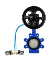 Затвор дисковый поворотный DN.ru WBV1631E-2W-Fb-H Ду125 Ру16 LUG корпус - чугун QT450, диск - нержавеющая сталь 304, уплотнение - EPDM, с пневмоприводом DN.ru PA-DA-105-1, пневмораспределителем 4V320-08 AC220V и БКВ APL-210N