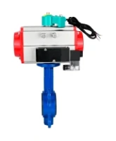 Затвор дисковый поворотный DN.ru WBV1413E-2W-Fb-H Ду100 Ру16 корпус - чугун GGG50, диск - чугун GGG40, уплотнение - EPDM, с пневмоприводом PA-DA-083, пневмораспределителем 4M310-08 AC220V и магнитным переключателем ALS200D