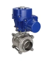 Кран шаровой DN.ru BV3232P(3pc)-FP-W-ISO-H Ду25 Ру63 полнопроходной двухходовой, нержавеющая сталь SS316, под приварку, уплотнение - PTFE, с 1/4-оборотным электроприводом DN.ru QT-N-005M-O2-220VAC-У1