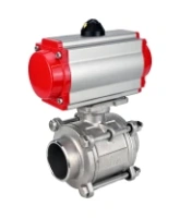 Кран шаровой DN.ru BV3232P(3pc)-FP-W-ISO-H WDVF Ду15 Ру63 полнопроходной, трехсоставной, корпус - нержавеющая сталь 316, уплотнение - PTFE, под приварку, с пневмоприводом PA-SA-065