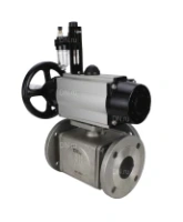 Кран шаровой DN.ru BV3232P(4pc)-FP-3WL-F Ду100 Ру16 полнопроходной трехходовой, фланцевый, корпус - нержавеющая сталь SS316, с пневмоприводом DN.ru PA-DA-105-1 двойного действия, пневмораспределителем 4M310-08 AC220V и БПВ AFC2000