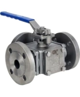 Кран шаровой DN.ru BV3131PPL(4pc)-FP-3WT-F-ISO-H Ду25 Ру16, трехходовой, полнопроходной, сталь 304, уплотнение - PPL, фланцевый, с ISO-фланцем и рукояткой