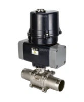 Кран шаровой DN.ru BV3232P(3pc)-FP-W-ISO-H LONG Ду80 Ру25 полнопроходной, под приварку, корпус - нержавеющая сталь SS316, уплотнение - PTFE, с электроприводом четвертьоборотным DN.ru QTSA-N-014EM-O0-220VAC с пружинным возвратом