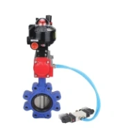 Затвор дисковый поворотный DN.ru WBV1631E-2W-Fb-H Ду100 Ру16 LUG корпус - чугун QT450, диск - нержавеющая сталь 304, уплотнение - EPDM, с пневмоприводом DN.ru PA-DA-083, пневмораспределителем 4V320-08 AC220V, БКВ APL-510N EX и БПВ AFC2000