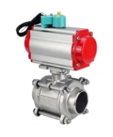 Кран шаровой DN.ru BV3232P(3pc)-FP-W-ISO-H WDVF Ду40 Ру40 полнопроходной, трехсоставной, корпус - нержавеющая сталь 316, PTFE, под приварку, с пневмоприводом PA-DA-065, пневмораспределителем 4M310-08 AC220V и магнитным переключателем ALS200D