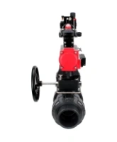 Кран шаровой DN.ru BV4242E-FP-GRM-ISO Дн50 Ру10 полнопроходной, корпус - НПВХ, шар - НПВХ, уплотнение - EPDM, с пневмоприводом PA-DA-052, пневмораспределителем 4M310-08 AC220V, ручным дублером MON1-250-T26-ISO, БКВ APL-210N и БПВ AFC2000