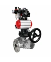 Кран шаровой DN.ru BV3232P(2pc)-FP-3WL-F-ISO-H Ду20 Ру16 HYMT, трехходовой L-тип, полнопроходной, фланцевый, корпус - нерж.сталь SS316, с пн.приводом PA-DA-052, пн.распредел 4M310-08 24В NAMUR, ручн.дублером MON1-250-T26-ISO, БКВ APL-510N EX и БПВ AFC2000