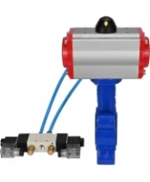 Затвор дисковый поворотный DN.ru WBV1631E-2W-Fb-H Ду100 Ру16 LUG корпус - чугун QT450, диск - нержавеющая сталь 304, уплотнение - EPDM, с пневмоприводом DN.ru PA-DA-083 и пневмораспределителем 4V320-08 AC220V