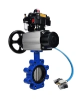 Затвор дисковый поворотный DN.ru WBV1631E-2W-Fb-H Ду125 Ру16 LUG корпус - чугун QT450, диск - нержавеющая сталь 304, уплотнение - EPDM, с пневмоприводом PA-DA-105-1, пневмораспределителем 4V320-08 AC220V, БКВ APL-410N EX и БПВ AFC2000