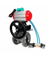 Кран шаровой DN.ru BV3232P(2pc)-FP-F-ISO-H WDVF Ду100 Ру16 полнопроходной, фланцевый, корпус - нержавеющая сталь 316, уплотнение - PTFE, с пневмоприводом PA-DA-105, пневмораспределителем 4V320-08 AC220V и магнитным переключателем ALS200D