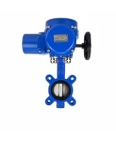 Затвор дисковый поворотный DN.ru WBV1631E-2W-Fb-H Ду125 Ру16 LUG межфланцевый, корпус - чугун QT450, диск - нержавеющая сталь AISI 304, уплотнение - EPDM, с электроприводом QT-N-015M-O2-220VAC-У1 с моментной муфтой и штурвалом