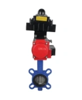 Затвор дисковый поворотный DN.ru WBV1132N-2W-Fb-H Ду125 Ру16, корпус - чугун GG25, диск - нержавеющая сталь 316L, уплотнение - NBR, с пневмоприводом DN.ru PA-SA-140 с возвратными пружинами, пневмораспределителем 4M310-08 AC220V, БКВ APL-410N EX