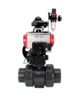 Кран шаровой DN.ru BV4242E-FP-GRM-ISO Дн50 Ру10 полнопроходной, корпус - НПВХ, шар - НПВХ, уплотнение - EPDM, с пневмоприводом PA-DA-052, пневмораспределителем 4M310-08 AC220V, ручным дублером MON1-250-T26-ISO, БКВ APL-210N и БПВ AFC2000