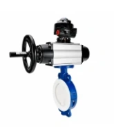 Затвор дисковый поворотный DN.ru WBV3434Pf-2W-Fb-R Ду200 Ру16, корпус - углеродистая сталь WCB, диск - углеродистая сталь WCB, футерованный PTFE, уплотнение - PTFE, с пневмоприводом PA-DA-105-1 и БКВ APL-510N EX