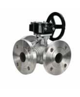 Кран шаровой DN.ru BV3232P(2pc)-FP-3WL-F-ISO-H Ду20 Ру16 HYMT, трехходовой L-тип, полнопроходной, фланцевый, корпус - нержавеющая сталь SS316, с редуктором RDN RQN2-150Z-T24