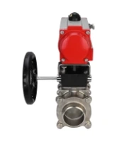 Кран шаровой DN.ru BV3232P(3pc)-FP-W-ISO-H Ду65 Ру25 полнопроходной двухходовой, нержавеющая сталь SS316, под приварку, уплотнение - PTFE, с пневмоприводом DN.ru PA-DA-083 и ручным дублером MON2-450-T28-ISO