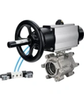 Кран шаровой DN.ru BV3232P(3pc)-FP-SW-ISO-H Ду100 Ру63 полнопроходной, корпус - нержавеющая сталь SS316, под приварку, с пневмоприводом PA-DA-105-1, пневмораспределителем 4V320-08 AC220V
