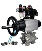 Кран шаровой DN.ru BV3232P(3pc)-FP-SW-ISO-H Ду100 Ру63 полнопроходной, корпус - нержавеющая сталь SS316, под приварку, с пневмоприводом PA-DA-105-1, пневмораспределителем 4V320-08 AC220V, БКВ APL-410N EX, БПВ AFC2000