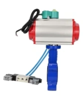 Затвор дисковый поворотный DN.ru WBV1631E-2W-Fb-H Ду50 Ру16 LUG межфланцевый, корпус - чугун QT450, диск - нержавеющая сталь AISI 304, EPDM, с пневмоприводом PA-SA-083, пневмораспределителем 4V320-08 AC220V и магнитным переключателем ALS200D