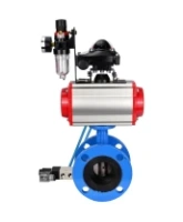 Затвор дисковый поворотный DN.ru WBV1313E-2W-F-H Ду100 Ру16 фланцевый, корпус - чугун GGG40, диск - чугун GGG40, EPDM, с пневмоприводом DN.ru PA-DA-105, пневмораспределителем DN.ru 4V320-08 AC220V, БКВ DN.ru APL-210N и БПВ DN.ru AFC2000