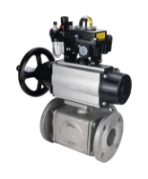 Кран шаровой DN.ru BV3232P(4pc)-FP-3WL-F Ду100 Ру16 полнопроходной трехходовой, фланцевый, корпус - нержавеющая сталь SS316, с пневмоприводом DN.ru PA-DA-105-1, пневмораспределителем 4M310-08 AC220V, БКВ APL-410N EX и БПВ AFC2000