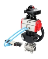 Кран шаровой DN.ru BV3232P(3pc)-FP-W-ISO-H Ду65 Ру25, полнопроходной под приварку, нержавеющая сталь SS316, уплотнение - PTFE, с пневмоприводом PA-DA-083, с пневмораспределителем 4V320-08 AC220V, с БКВ APL-210N, с ручным дублером MON2-450-T28-ISO