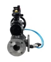 Кран шаровой DN.ru BV3232P(4pc)-FP-3WL-F Ду100 Ру16 полнопроходной трехходовой, фланцевый, корпус - нержавеющая сталь SS316, с пневмоприводом DN.ru PA-DA-105-1, пневмораспределителем 4V320-08 AC220V, БКВ APL-210N и БПВ AFC2000