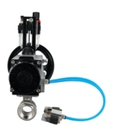 Кран шаровой DN.ru BV3232P(2pc)-FP-T-ISO-H Ду80 Ру40, полнопроходной, внутренняя резьба, нержавеющая сталь SS316, уплотнение - PTFE, с пневмоприводом PA-DA-105-1 двойного действия, с пневмораспределителем 4V320-08 AC220V, с БПВ AFC2000