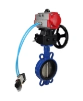 Затвор дисковый поворотный DN.ru WBV1413E-2W-Fb-H Ду150 Ру16, корпус - чугун GGG50, диск - чугун GGG40, уплотнение - EPDM, с пневмоприводом DN.ru PA-DA-105 двойного действия, с пневмораспределителем 4V320-08 AC220V, с ручным дублером MON3-700-T38-ISO