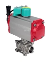 Кран шаровой DN.ru BV3232P(3pc)-FP-W-ISO-H Ду25 Ру63 полнопроходной, корпус - нержавеющая сталь 316, уплотнение - PTFE, под приварку, с пневмоприводом PA-DA-052, пневмораспределителем 4M310-08 AC220V и магнитным переключателем ALS200D