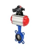 Затвор дисковый поворотный DN.ru WBV1132N-2W-Fb-H Ду125 Ру16, корпус - чугун GG25, диск - нержавеющая сталь 316L, уплотнение - NBR, с пневмоприводом DN.ru PA-SA-140 с возвратными пружинами, пневмораспределителем 4M310-08 AC220V, БКВ APL-210N
