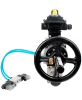 Кран шаровой DN.ru BV3232P(3pc)-FP-W-ISO-H LONG Ду80 Ру25, полнопроходной, трехсоставной, нержавеющая сталь 316, уплотнение - PTFE, под приварку, с пневмоприводом PA-DA-105-1, с пневмораспределителем 4V320-08 AC220V, БКВ APL-410N Ex