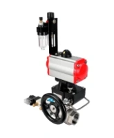 Кран шаровой DN.ru BV3232P(2pc)-FP-T-ISO-H Ду100 Ру40 полнопроходной, внутренняя резьба, нержавеющая сталь 316, уплотнение - PTFE, с пневмоприводом PA-DA-083, пневмораспределителем 4V320-08 AC220V, ручным дублером MON2-450-T28-ISO, БПВ AFC2000