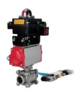Кран шаровой DN.ru BV3232P(3pc)-FP-W-ISO-H Ду65 Ру25, полнопроходной под приварку, нержавеющая сталь SS316, уплотнение - PTFE, с пневмоприводом PA-DA-083 двойного действия, с пневмораспределителем 4V320-08 AC220V, с БКВ APL-410N EX