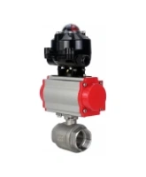 Кран шаровой DN.ru 2 1/2″ Ду65 Ру40 полнопроходной двухходовой, нержавеющая сталь SS316, внутренняя резьба, уплотнение - PTFE, с пневмоприводом DN.ru PA-DA-83 и БКВ APL-510N-EX (BV3232P(2pc)-FP-T-ISO-H)