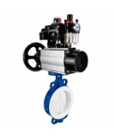Затвор дисковый поворотный DN.ru WBV3434Pf-2W-Fb-R Ду200 Ру16, корпус - угл. сталь WCB, диск - угл. сталь WCB, футерованный PTFE, уплотнение - PTFE, с пневмоприводом PA-DA-105-1, пневмораспределителем 4M310-08 AC220V, БКВ APL-410N EX и БПВ AFC2000