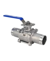 Кран шаровой DN.ru BV3232P(3pc)-FP-W-ISO-H LONG Ду80 Ру25 полнопроходной, трехсоставной, корпус - нержавеющая сталь 316, уплотнение - PTFE, под приварку, с рукояткой
