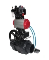Кран шаровой DN.ru BV4242E-FP-GRM-ISO Дн50 Ру10 полнопроходной, корпус - НПВХ, шар - НПВХ, уплотнение - EPDM, с пневмоприводом PA-DA-052, пневмораспределителем 4V320-10 AC220V, ручным дублером MON1-250-T26-ISO, БКВ APL-510N EX и БПВ AFC2000
