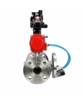 Кран шаровой DN.ru BV3232P(2pc)-FP-3WL-F-ISO-H Ду80 Ру16 HYMT, трехходовой L-тип, полнопроходной, фланцевый, корпус - нержавеющая сталь SS316, с пневмоприводом PA-SA-130, пневмораспределителем 4V320-08 AC220V, БКВ APL-210N и БПВ AFC2000