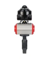 Затвор дисковый поворотный DN.ru WBV4242E-2W-Fb-ISO Дн80 Ру10 межфланцевый, корпус - НПВХ, диск - НПВХ, уплотнение - EPDM, с пневмоприводом PA-SA-083 и БКВ APL-510N EX