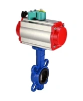 Затвор дисковый поворотный DN.ru WBV1132N-2W-Fb-H Ду125 Ру16 корпус - чугун GG25, диск - нержавеющая сталь 316L, уплотнение - NBR, с пневмоприводом PA-DA-105, пневмораспределителем 4M310-08 AC220V и магнитным переключателем ALS200D