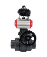 Кран шаровой DN.ru BV4242E-FP-GRM-ISO Дн50 Ру10 полнопроходной, корпус - НПВХ, шар - НПВХ, уплотнение - EPDM, с пневмоприводом PA-DA-052, пневмораспределителем 4M310-08 AC220V, ручным дублером MON1-250-T26-ISO и БКВ APL-410N EX