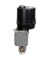 Кран шаровой DN.ru BV3232P(2pc)-FP-T-ISO-H Ду10 Ру63 полнопроходной, резьбовой, внутренняя резьба, корпус - нержавеющая сталь 316, уплотнение - PTFE, с электроприводом четвертьоборотным DN.ru QTSA-N-003EM-O0-220VAC с пружинным возвратом