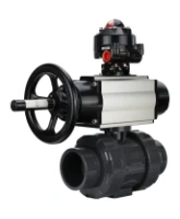 Кран шаровой DN.ru BV4242E-FP-GRM-ISO Дн50 Ру10 полнопроходной, корпус - НПВХ, шар - НПВХ, уплотнение - EPDM, с пневмоприводом PA-DA-105-1 и БКВ APL-510N EX