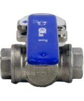 Кран шаровой DN.RU BV3232P(4pc)-SP-3WL-T-ISO-H Ду15 Ру63, 3-ходовой L-тип стандартнопроходной, внутренняя резьба, уплотнение - PTFE, материал корпуса - нержавеющая сталь SS316 с ISO фланцем и рукояткой