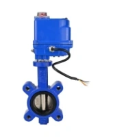 Затвор дисковый поворотный DN.ru WBV1616E-2W-Fb-H Ду50 Ру16 LUG межфланцевый, корпус - чугун QT450, диск - чугун QT450, уплотнение - EPDM, с электроприводом QT-N-003EM-O1-12VDC-У1 blue 12В